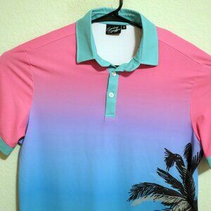 Sunday Swagger Shirt Mens Medium Short Sleeve Performance Polo Pink Blue